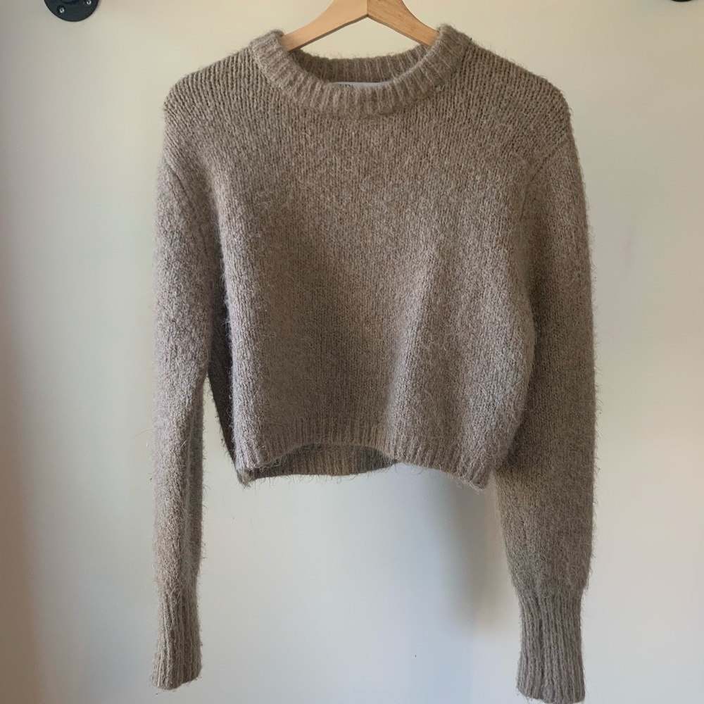 Taupe Zara Cropped Sweater